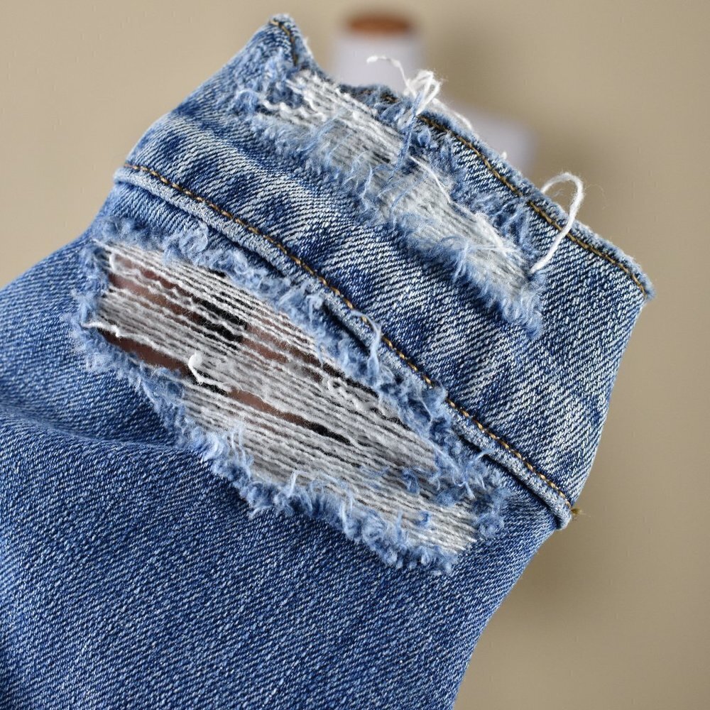 Joe's Jeans Distressed Denim Trucker Jacket - Picture 8 of 9